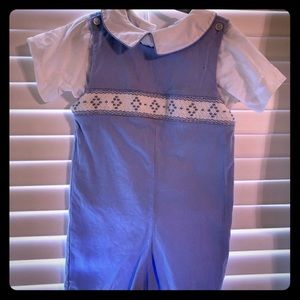 Blue Smocked JonJon & Undershirt - 24m